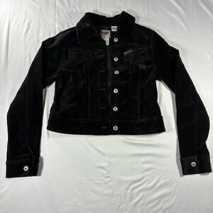 Parasuco Women’s Black Velvet Button Up Jacket Size Medium Vintage 90s Retro